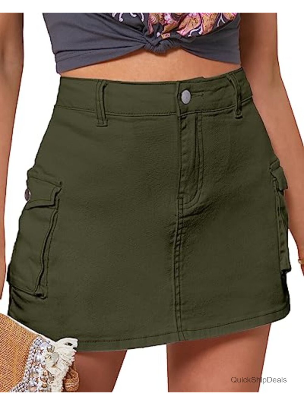 High Waisted Cargo Skort for Women Stretchy Cotton Blend Y2K Shorts with Pockets